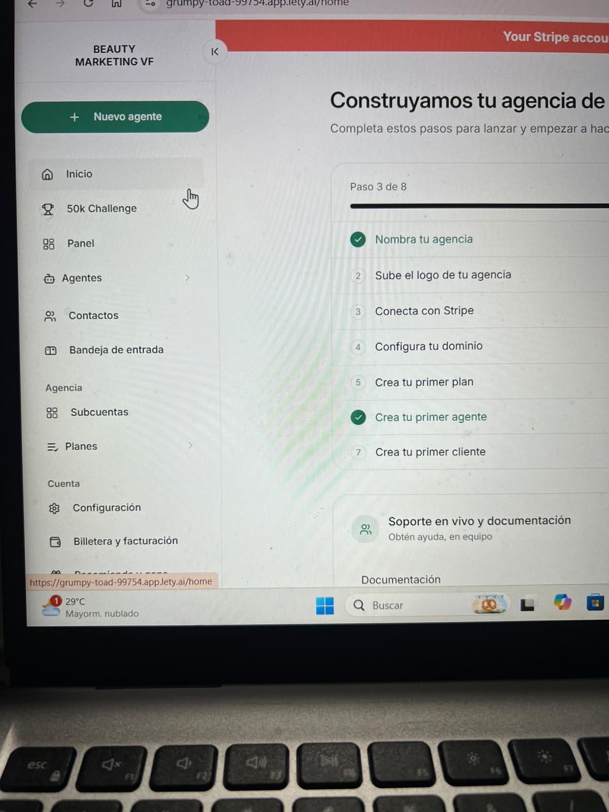 Referencia Lety.ai: Panel, subcuentas y onboarding